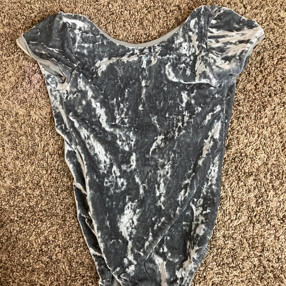 Custom made leotard velvet cap sleeve grey